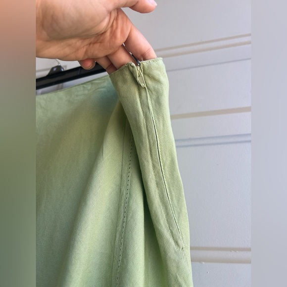 Caren Sport Linen Blend Flowy Midi Skirt 3X Light Sage Green - Picture 4 of 6